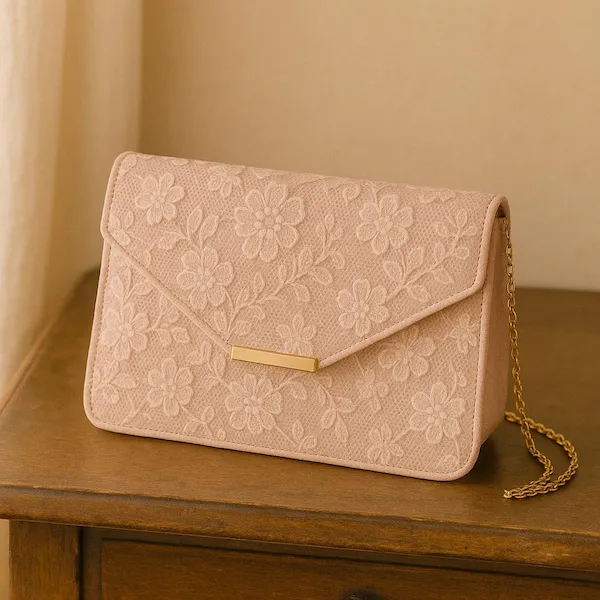 Blush Lace Envelope Clutch