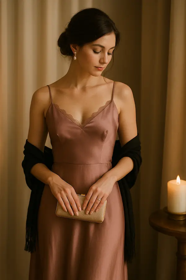 Dusty Rose Evening Dress — Moonlit Elegance