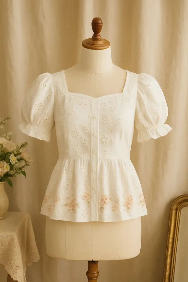 Eyelet Peplum Blouse