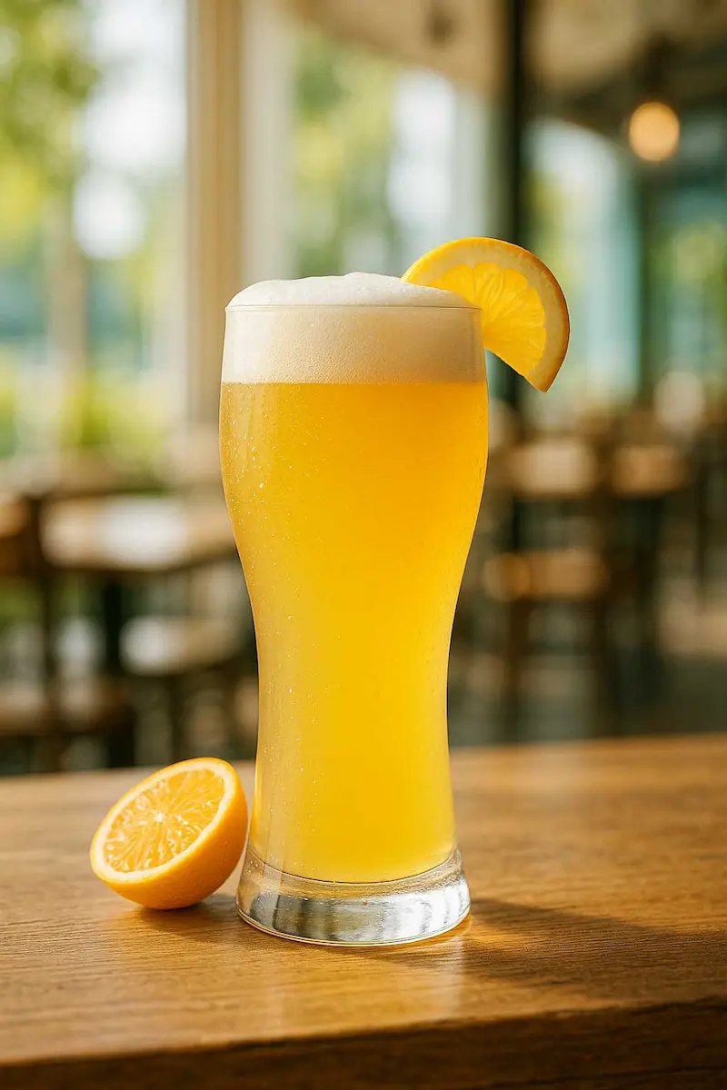 Harvest Wheat in a tall weizen glass, golden and hazy